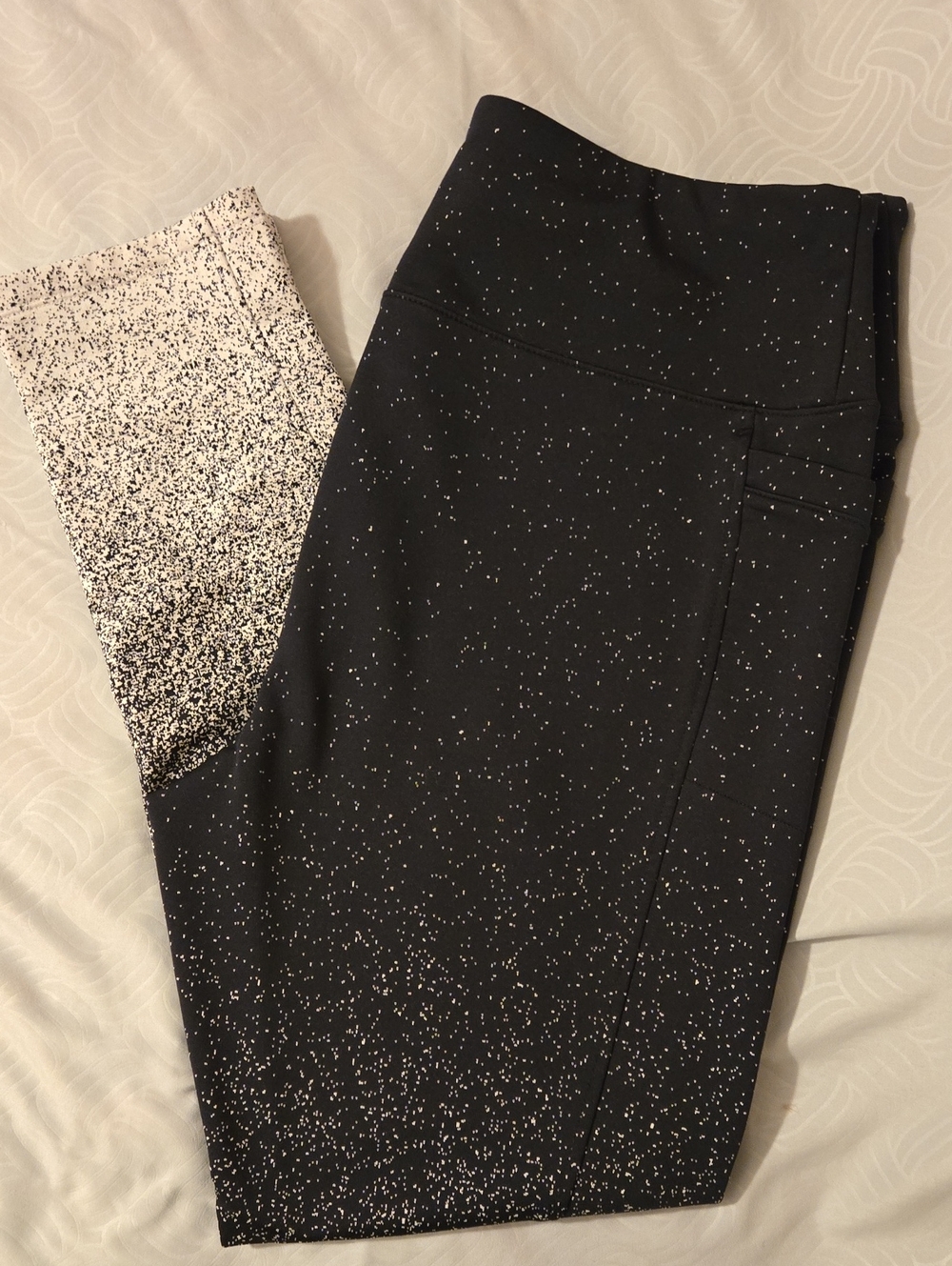 Talbots Women's Black Speckle-Print High-Waist Leggings
